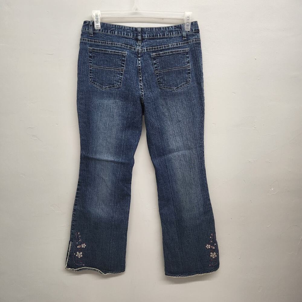 Arizona Jeans Distressed Y2K Flare Floral Embroidery READ SIZE 10/12 Girls 18.5 - Picture 6 of 12